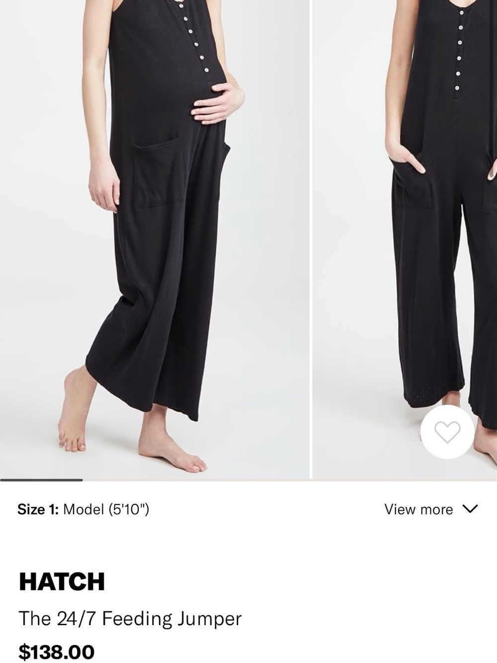 Hatch 24/7 feeding Black Nursing Jumpsuit with Front Buttons